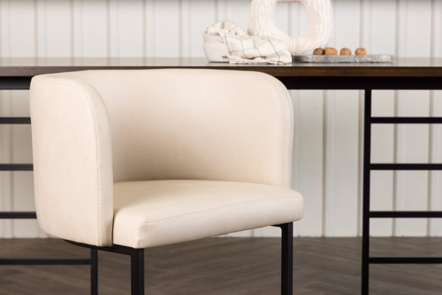 VENTURE DESIGN Simrishamn spisebordstol, m. armlen - beige TC-stoff og sort stl