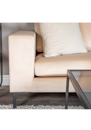 VENTURE DESIGN Bolero 3-seters sofa - beige velur og sort metall