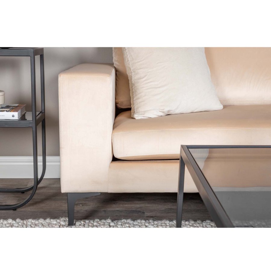 VENTURE DESIGN Bolero 3-seters sofa - beige velur og sort metall