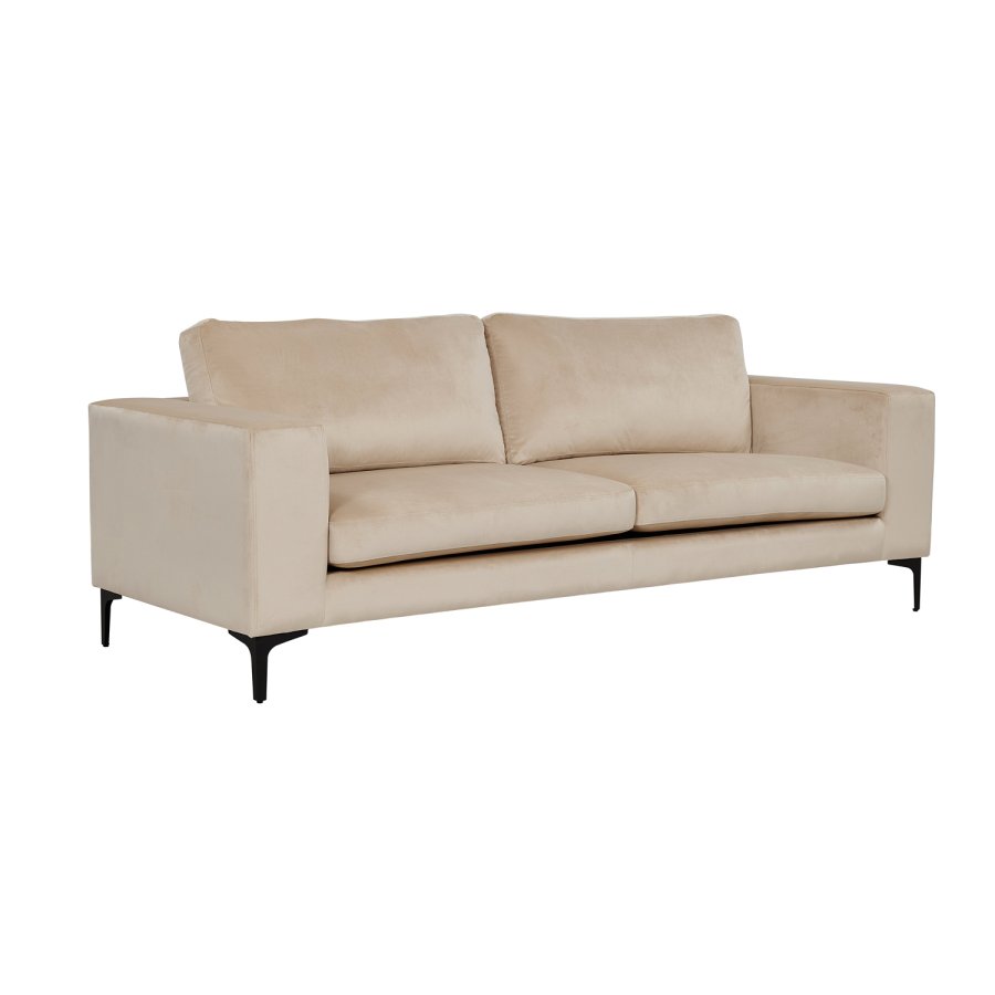VENTURE DESIGN Bolero 3-seters sofa - beige velur og sort metall