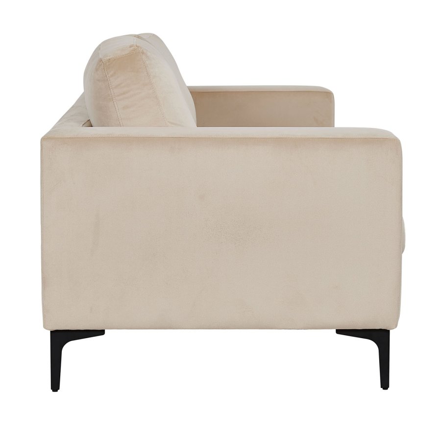 VENTURE DESIGN Bolero 3-seters sofa - beige velur og sort metall