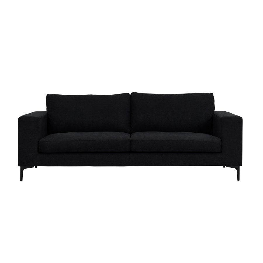 VENTURE DESIGN Bolero 3-seters sofa - svart polyester og sort metall