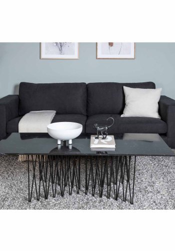 VENTURE DESIGN Bolero 3-seters sofa - svart polyester og sort metall