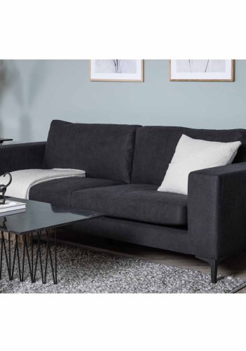 VENTURE DESIGN Bolero 3-seters sofa - svart polyester og sort metall