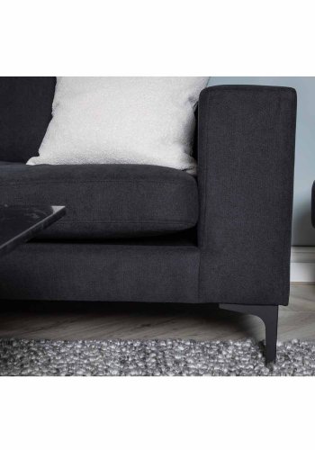 VENTURE DESIGN Bolero 3-seters sofa - svart polyester og sort metall