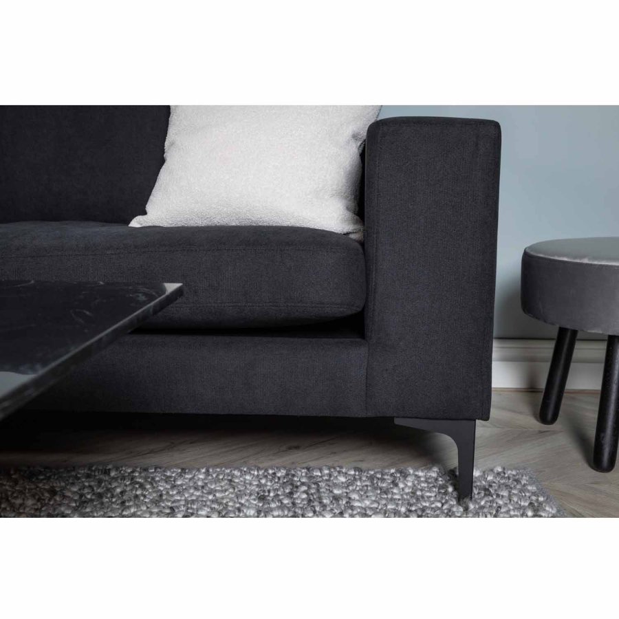 VENTURE DESIGN Bolero 3-seters sofa - svart polyester og sort metall