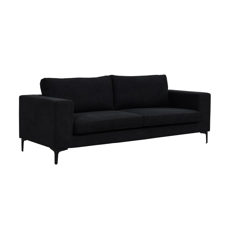 VENTURE DESIGN Bolero 3-seters sofa - svart polyester og sort metall