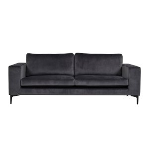 VENTURE DESIGN Bolero 3 pers. sofa - mrkegr velour og sort metal