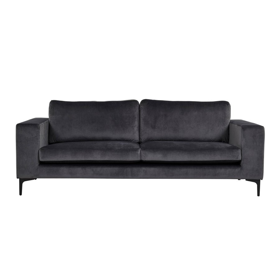 VENTURE DESIGN Bolero 3-seters sofa - mrkegr velur og sort metall