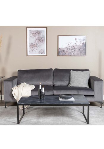 VENTURE DESIGN Bolero 3-seters sofa - mrkegr velur og sort metall