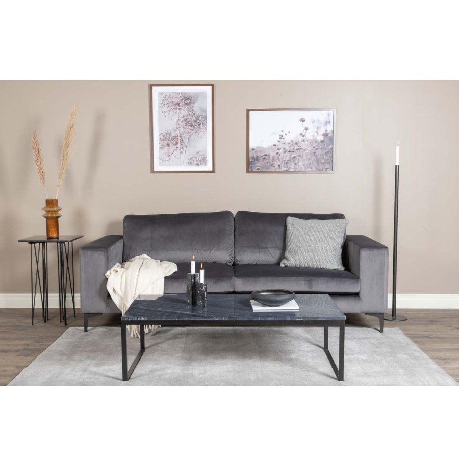 VENTURE DESIGN Bolero 3-seters sofa - mrkegr velur og sort metall