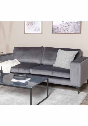 VENTURE DESIGN Bolero 3-seters sofa - mrkegr velur og sort metall