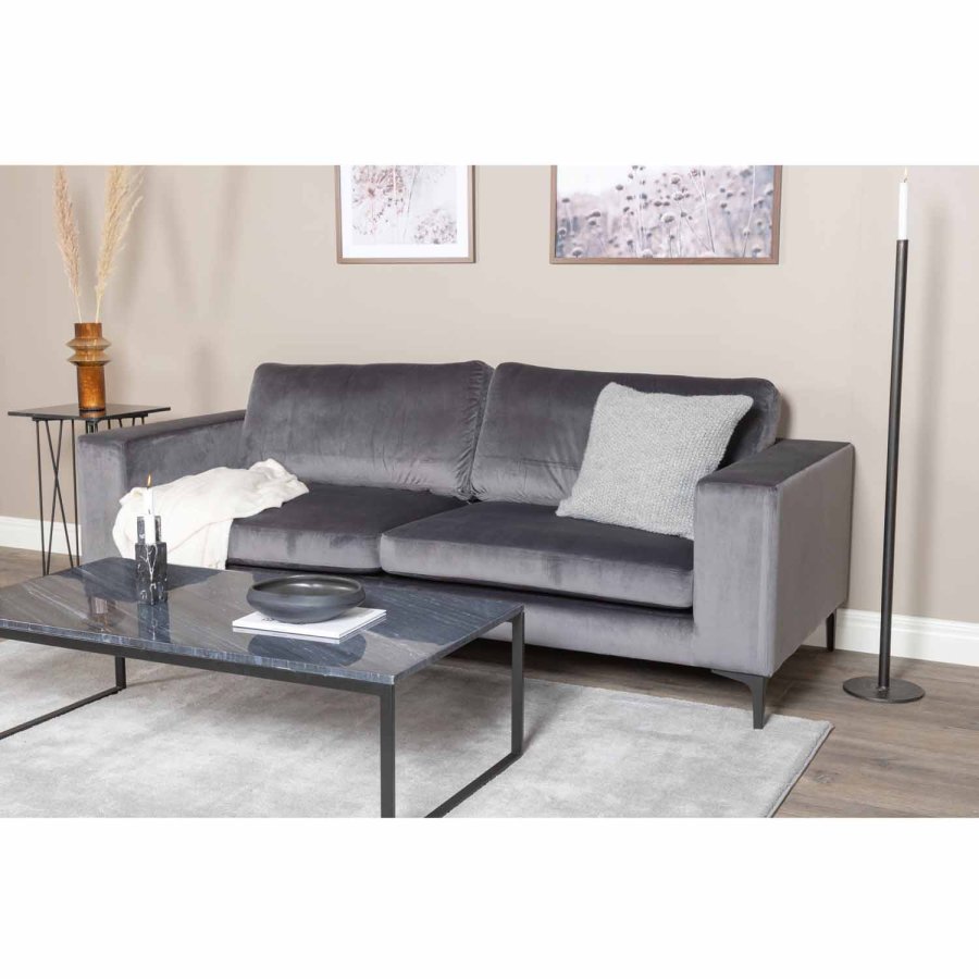 VENTURE DESIGN Bolero 3-seters sofa - mrkegr velur og sort metall