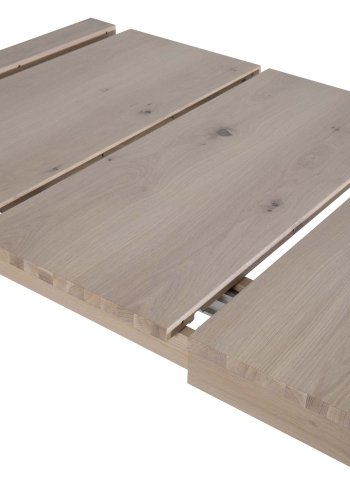 VENTURE DESIGN Skyve spisebord, m. 2 ekstra plater - hvitkalket eikefiner og eik (170x95)