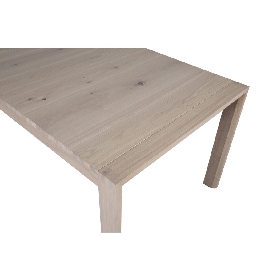 VENTURE DESIGN Skyve spisebord, m. 2 ekstra plater - hvitkalket eikefiner og eik (170x95)