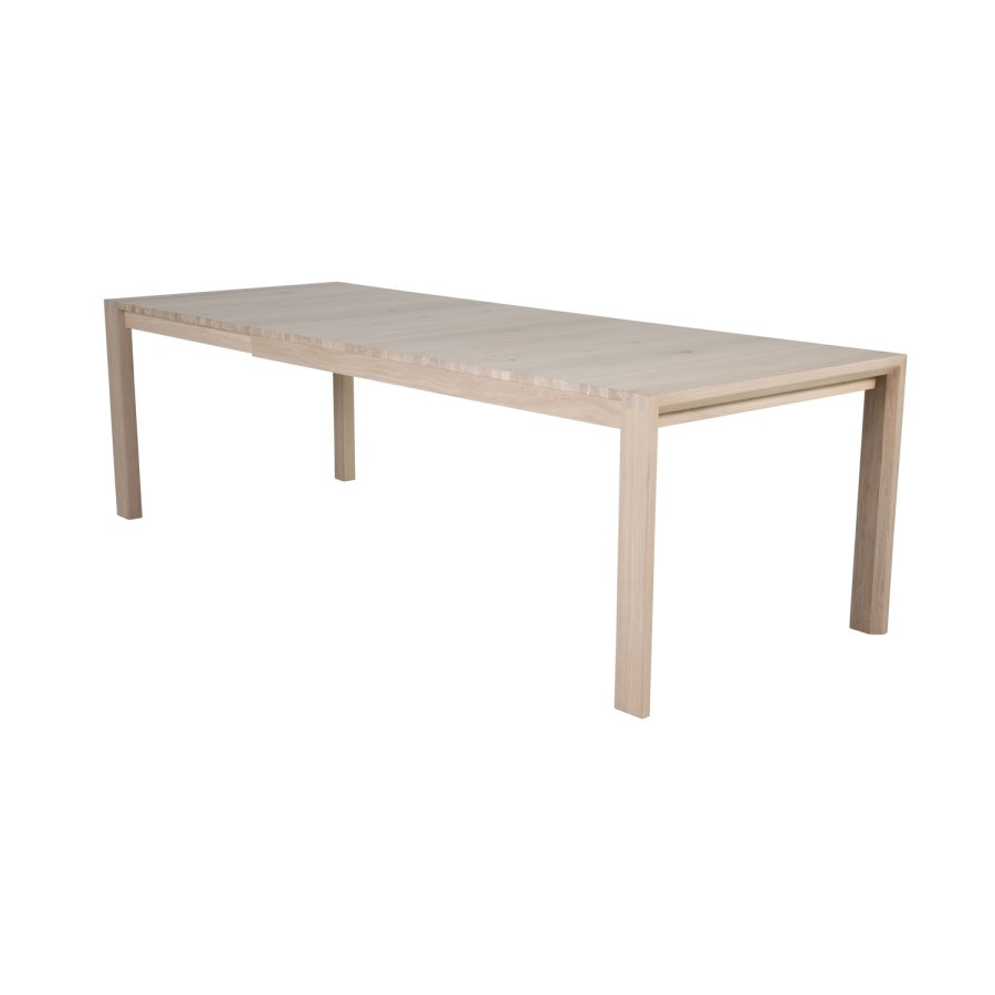 VENTURE DESIGN Skyve spisebord, m. 2 ekstra plater - hvitkalket eikefiner og eik (170x95)