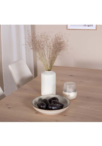 VENTURE DESIGN Skyve spisebord, m. 2 ekstra plater - hvitkalket eikefiner og eik (170x95)