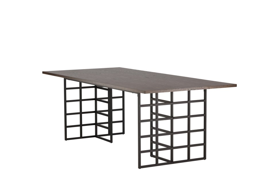 VENTURE DESIGN Ystad spisebord, rektangulrt - mokka eikefiner og sort aluminium (220x100)