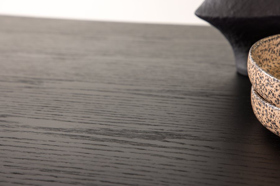 VENTURE DESIGN Ystad matbord, rektangulärt - svart ekfaner och svart aluminium (220x100)