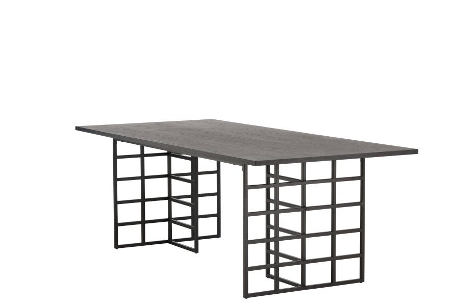 VENTURE DESIGN Ystad matbord, rektangulärt - svart ekfaner och svart aluminium (220x100)