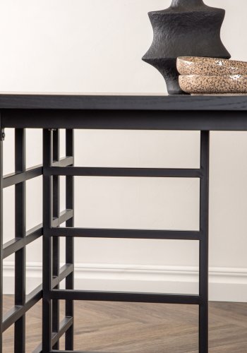 VENTURE DESIGN Ystad matbord, rektangulärt - svart ekfaner och svart aluminium (220x100)