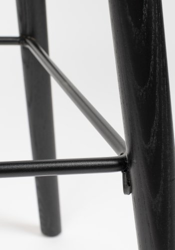 ZUIVER Albert Kuip barkrakk, med ryggsttte og fotsttte - svart polypropylen og svart ask (65cm)