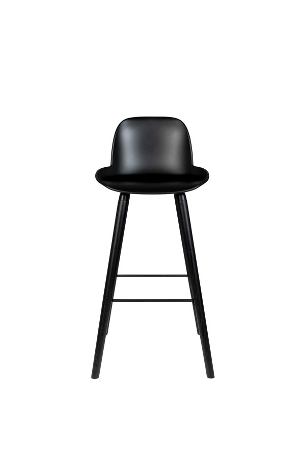 ZUIVER Albert Kuip barkrakk, med ryggsttte og fotsttte - svart polypropylen og svart ask (75cm)