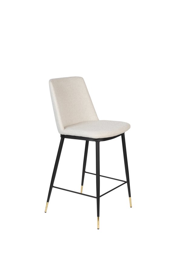 WHITE LABEL LIVING Lionel couter stol, med ryggsttte og fotsttte - beige stoff og stl