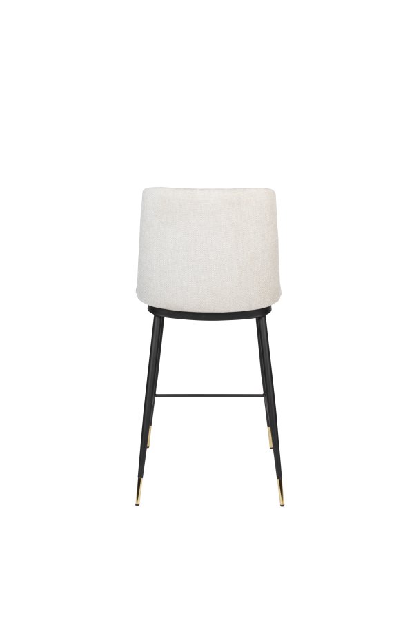 WHITE LABEL LIVING Lionel couter stol, med ryggsttte og fotsttte - beige stoff og stl