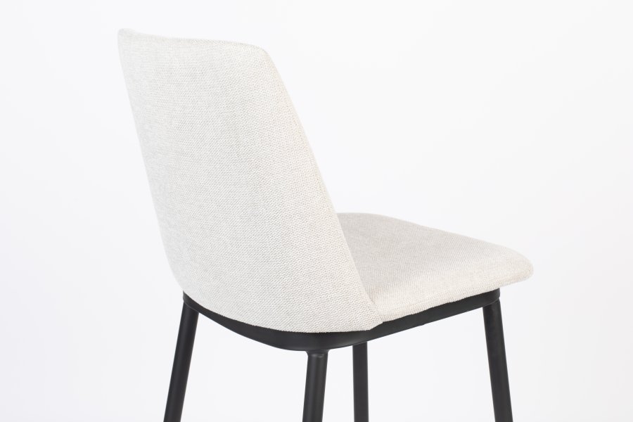 WHITE LABEL LIVING Lionel couter stol, med ryggsttte og fotsttte - beige stoff og stl