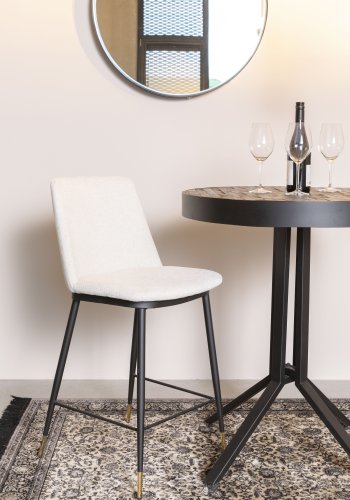 WHITE LABEL LIVING Lionel couter stol, med ryggsttte og fotsttte - beige stoff og stl