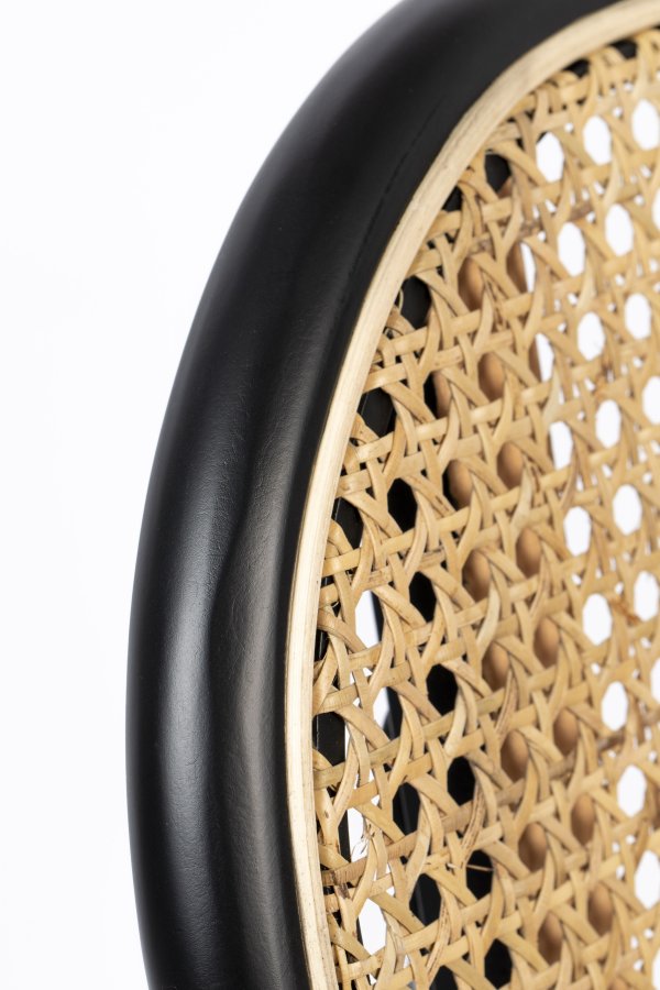 ZUIVER Spike barkrakk, med ryggsttte og fotsttte - naturlig rotting, gr polyester og svart stl (64,5 cm)