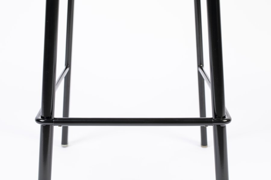 ZUIVER Spike barkrakk, med ryggsttte og fotsttte - naturlig rotting, gr polyester og svart stl (64,5 cm)