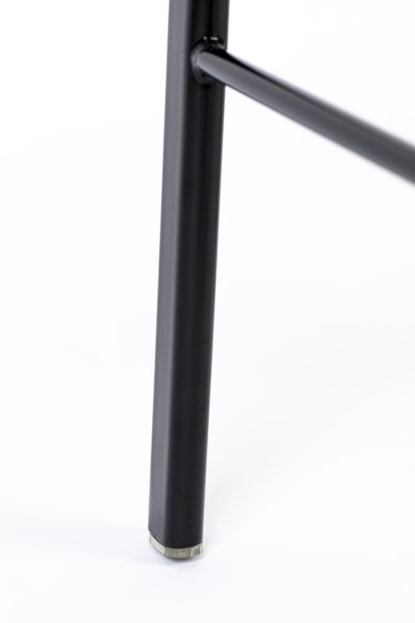 ZUIVER Spike barkrakk, med ryggsttte og fotsttte - naturlig rotting, gr polyester og svart stl (64,5 cm)