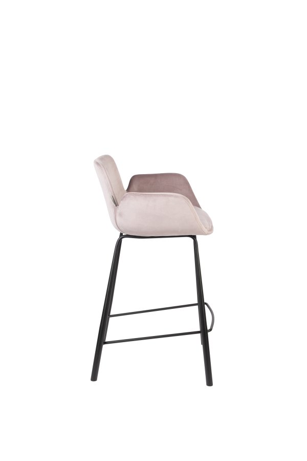 ZUIVER Brit barkrakk, med rygg, armlen og fotsttte - rosa polyester og sort stl