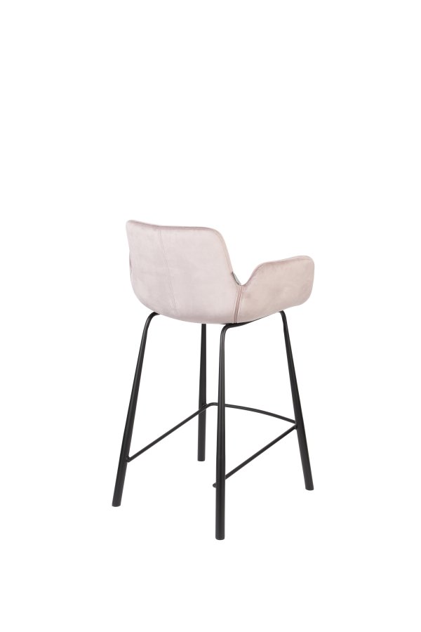 ZUIVER Brit barkrakk, med rygg, armlen og fotsttte - rosa polyester og sort stl