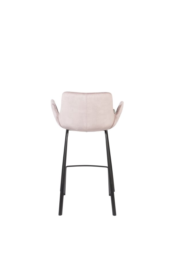 ZUIVER Brit barkrakk, med rygg, armlen og fotsttte - rosa polyester og sort stl