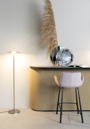 ZUIVER Brit barkrakk, med rygg, armlen og fotsttte - rosa polyester og sort stl