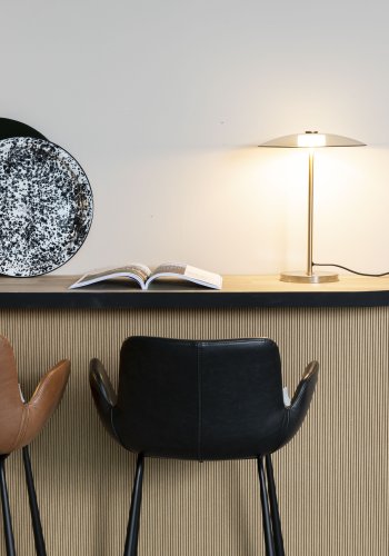 ZUIVER Brit LL barkrakk, med ryggsttte, armlener og fotsttte - brun PU og sort stl