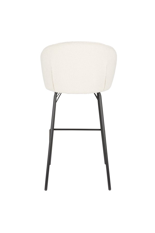 WHITE LABEL LIVING Joa barkrakk, med ryggsttte og fotsttte - hvit polyester og svart jern