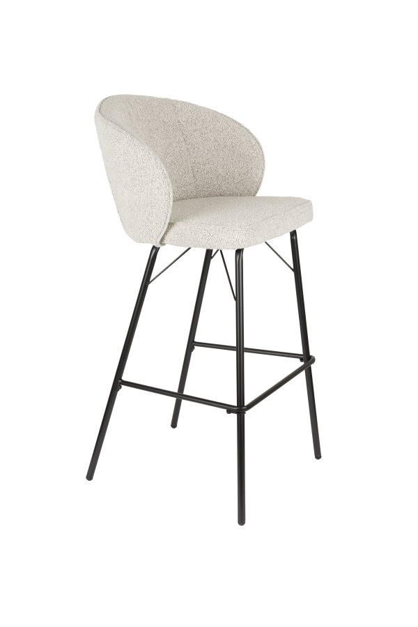 WHITE LABEL LIVING Joa barkrakk, med ryggsttte og fotsttte - beige polyester og svart jern