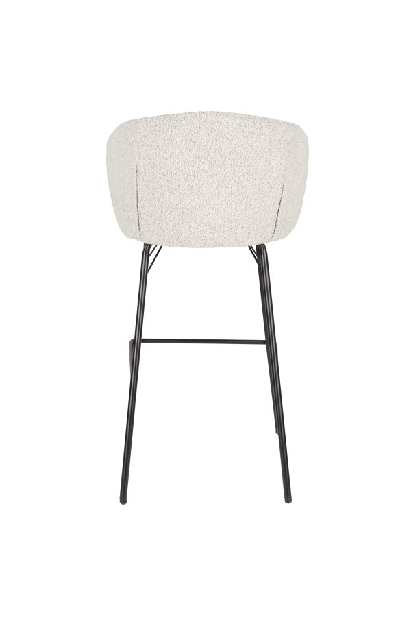 WHITE LABEL LIVING Joa barkrakk, med ryggsttte og fotsttte - beige polyester og svart jern