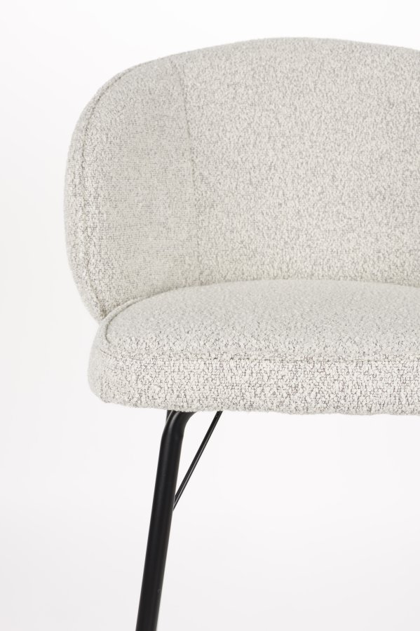 WHITE LABEL LIVING Joa barkrakk, med ryggsttte og fotsttte - beige polyester og svart jern