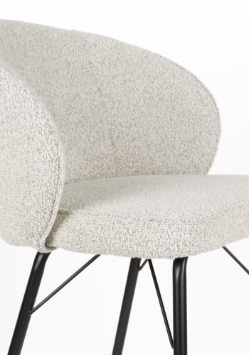 WHITE LABEL LIVING Joa barkrakk, med ryggsttte og fotsttte - beige polyester og svart jern