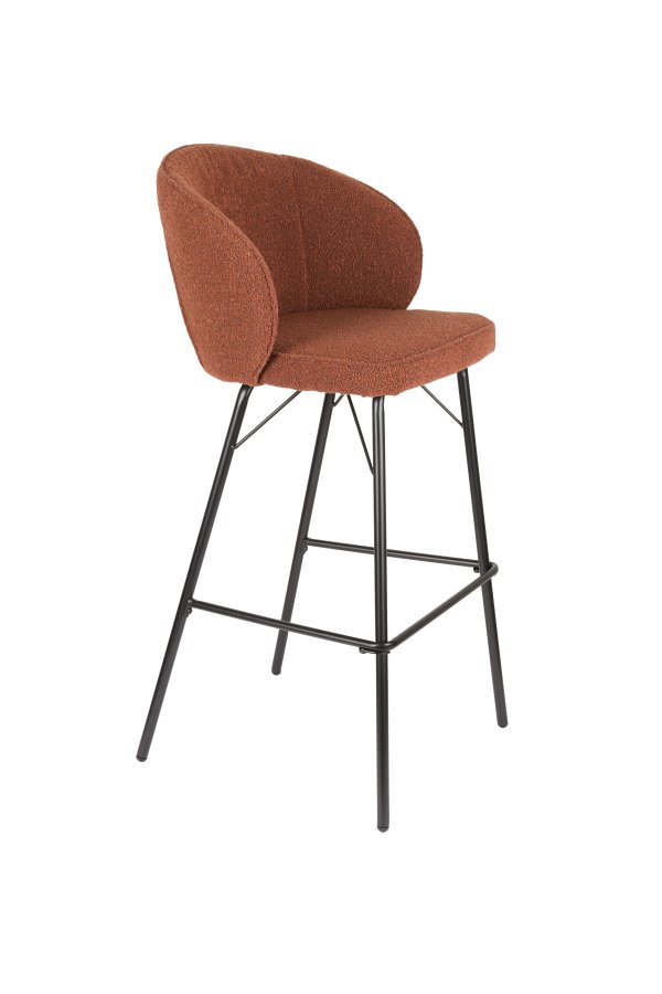 WHITE LABEL LIVING Joa barkrakk, med ryggsttte og fotsttte - terrapolyester og svart jern