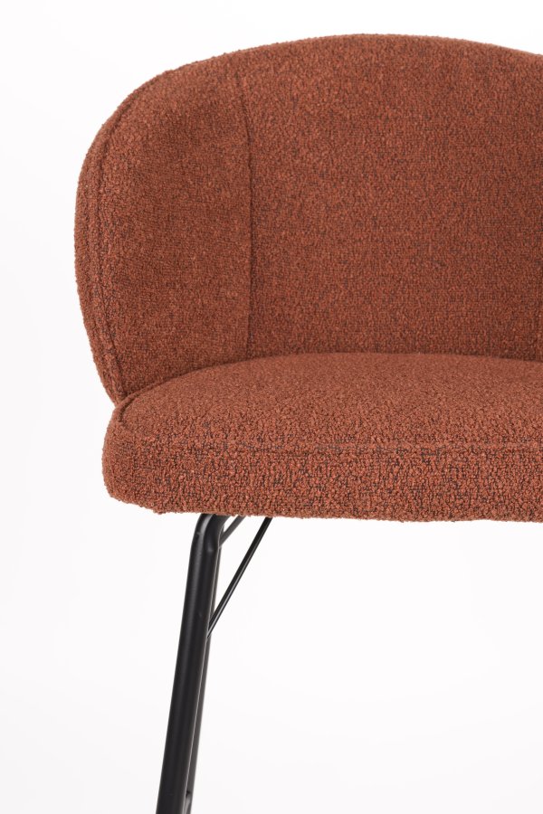 WHITE LABEL LIVING Joa barkrakk, med ryggsttte og fotsttte - terrapolyester og svart jern