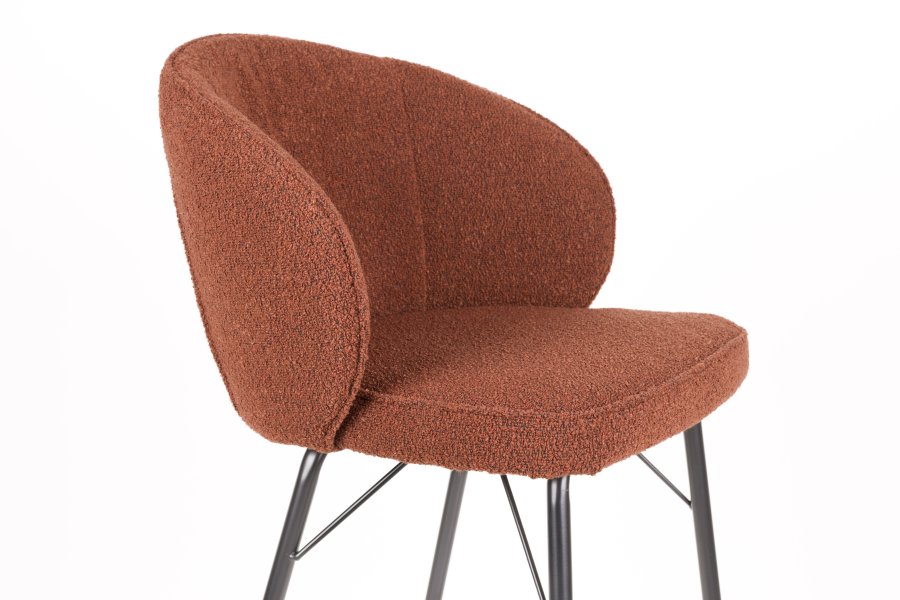 WHITE LABEL LIVING Joa barkrakk, med ryggsttte og fotsttte - terrapolyester og svart jern