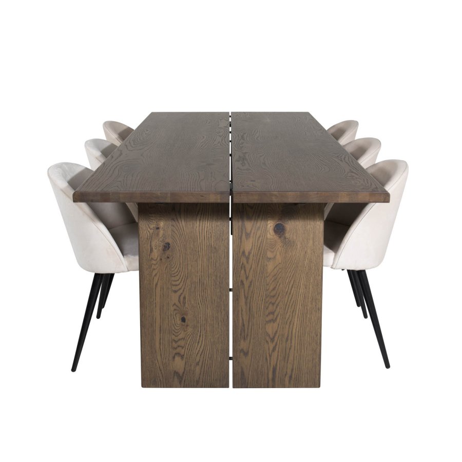 VENTURE DESIGN Skyve spisebord, m. 2 ekstra plater - rkt eikefiner og rkt eik (170x95)