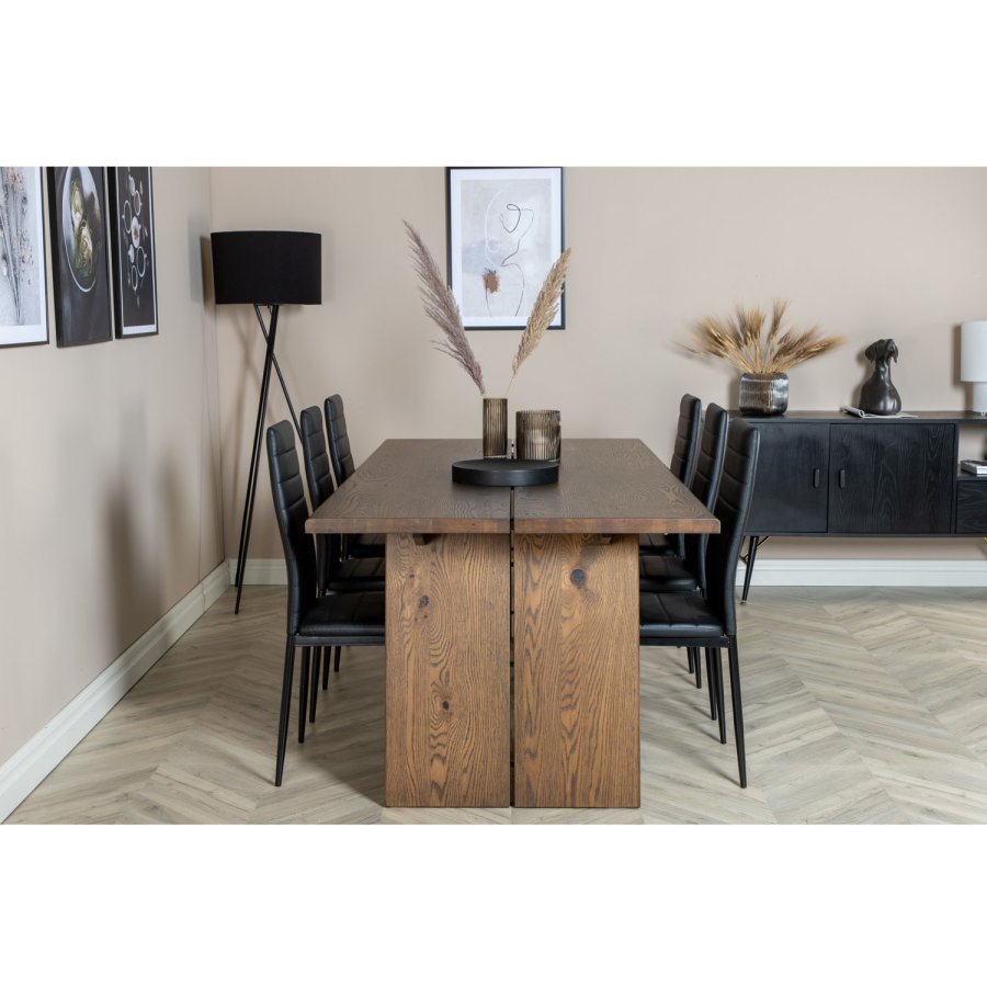 VENTURE DESIGN Skyve spisebord, m. 2 ekstra plater - rkt eikefiner og rkt eik (170x95)