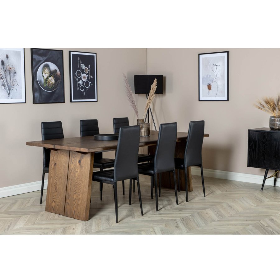 VENTURE DESIGN Skyve spisebord, m. 2 ekstra plater - rkt eikefiner og rkt eik (170x95)